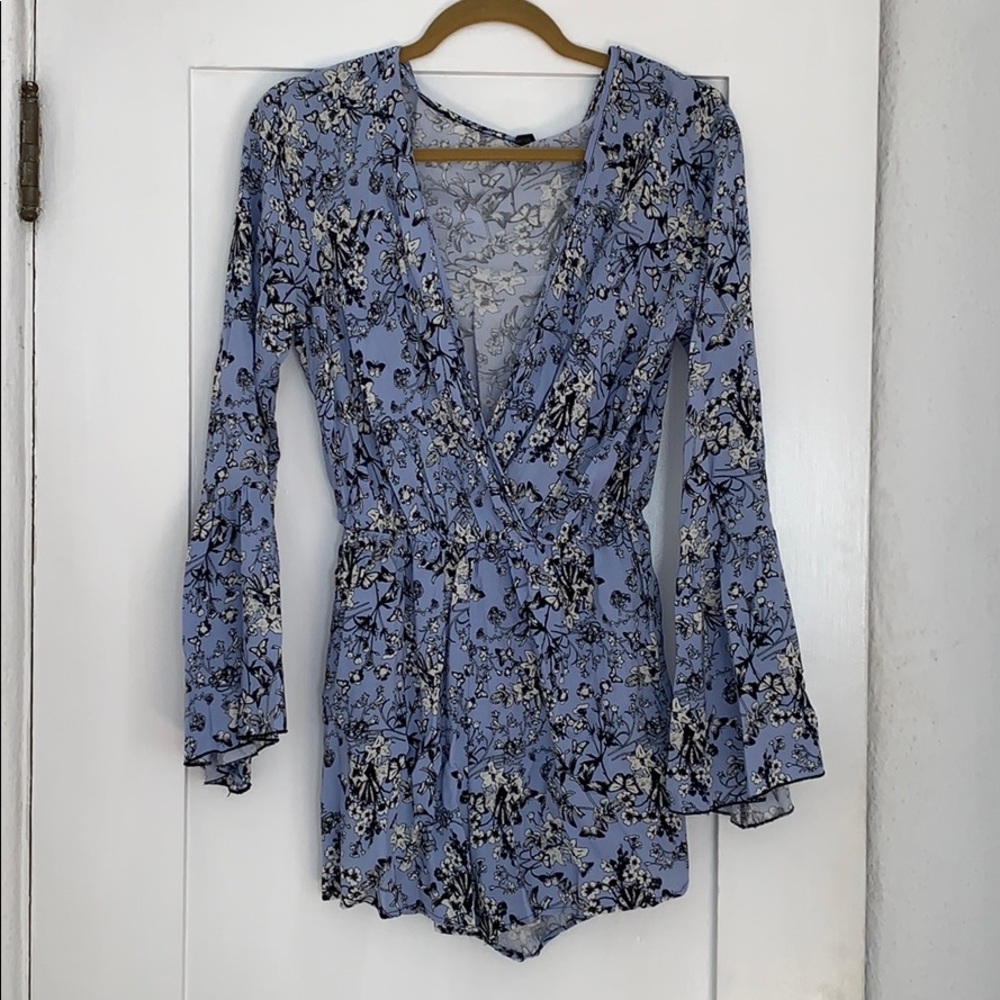 Deep V-Neck Floral Romper
